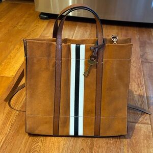 Fossil suede tote bag
